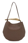 Bottega Veneta Sardine Intrecciato Crossbody Bag In 2562 Taupe Grey-m Brass