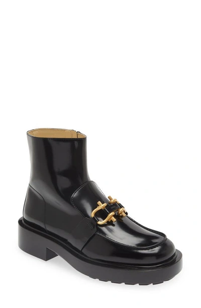 Bottega Veneta Embellished Glossed-leather Ankle Boots In Black