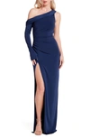 Katie May Mojave Single Long Sleeve Gown In Deep Sea