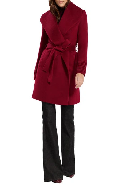 Sentaler Shawl-collar Wrap Coat In Garnet Red