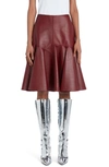 Shop Bottega Veneta Leather Skirt In 6121 Pomegranate