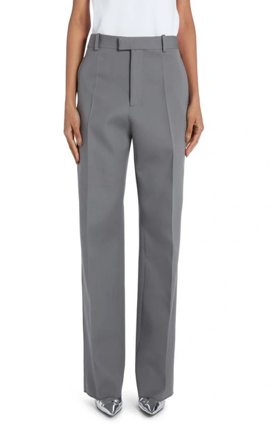 Bottega Veneta High-rise Wool Straight Pants In 1209 Cobblestone