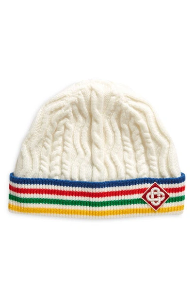 Casablanca Cable Beanie In White