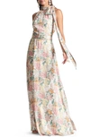 SACHIN & BABI KAYLA FLORAL MOCK NECK GOWN