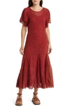 The Great The Harmony Cotton-guipure Lace Midi Dress In Garnet