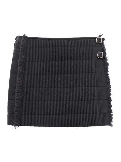 Durazzi Milano Fringed Quilted Mini Skirt In Black