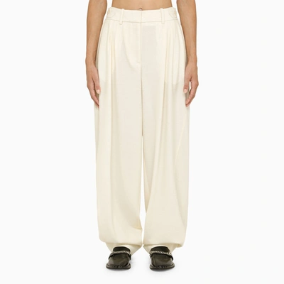 Stella Mccartney Cream Wool Baggy Trousers In Beige