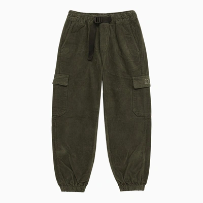 Golden Goose Kids' Cotton Corduroy Cargo Trousers In Green