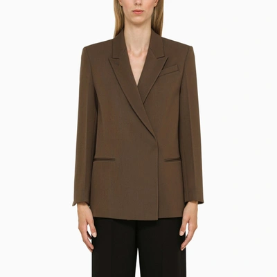 CALVIN KLEIN BROWN DOUBLE-BREASTED JACKET