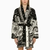 Alanui Belted Fringed Wool-blend Jacquard Cardigan In Black