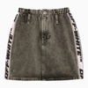 Off-white Logo-tape Denim Skirt In Grey