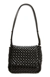 Bottega Veneta Womens Black-gold Cobble Small Intrecciato Leather Shoulder Bag In Black/gold