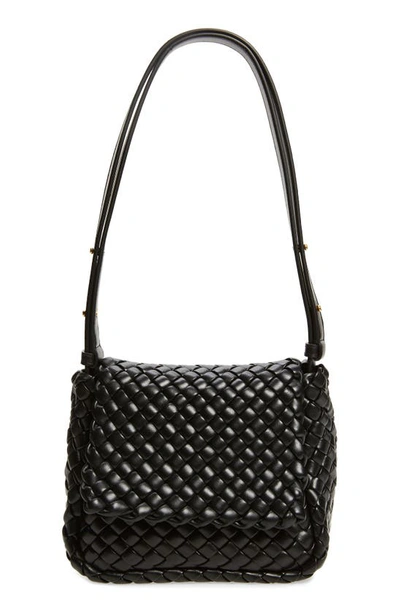 Bottega Veneta Womens Black-gold Cobble Small Intrecciato Leather Shoulder Bag