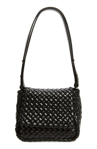 Bottega Veneta Womens Black-gold Cobble Small Intrecciato Leather Shoulder Bag In Black/gold