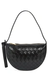 Bottega Veneta Mini Knot Intrecciato Shoulder Bag In 8425 Black-gold