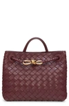 Bottega Veneta Andiamo Small Intrecciato Tote Bag In Barolo