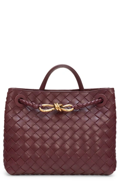 Bottega Veneta Andiamo Small Intrecciato Tote Bag In Barolo/gold