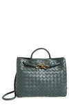 Bottega Veneta Andiamo Medium Intreccio Top-handle Bag In 1638 Slate-m Brass-slate