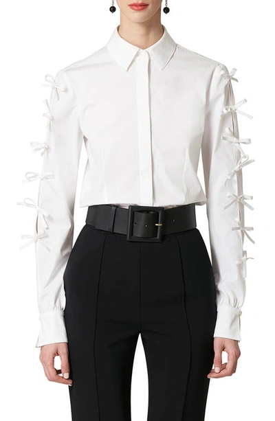 Carolina Herrera Button-front Blouse With Bow Details In White