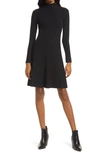 French Connection Mari Ribbed Long Sleeve Sweater Dress In Black/ Black
