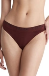 Calvin Klein Modern Seamless Naturals Thong Underwear Qf7095 In Rum Raisin