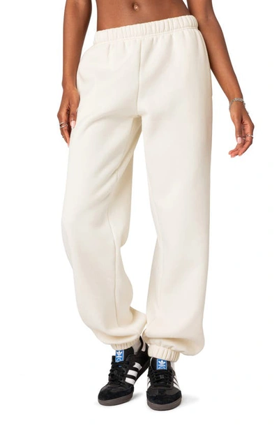 Edikted Clark Oversize Cotton Blend Sweatpants In Cream