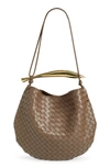 Bottega Veneta Sardine Intrecciato Leather Top Handle Bag In 2562 Taupe Grey-m Brass