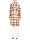 Woolrich Checked Coat In Marrone
