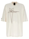 Rick Owens Tommy T White Oversize T-shirt With Pentagram Embroidery At The Front In Cotton Man