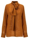 Versace Croc-effect Scarf-tie Blouse
