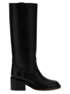 Chloé Leather High Boots With Embossed Stitches