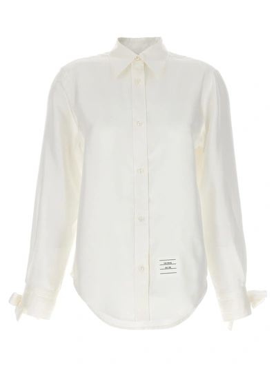 Thom Browne Silk Bow Shirt In Blanco