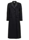 THOM BROWNE SINGLE-BREASTED CASHMERE COAT COATS, TRENCH COATS BLACK