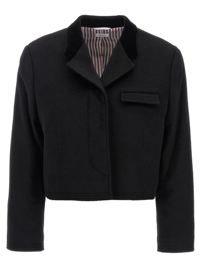 Thom Browne Chesterfield Cropped Coat In Black