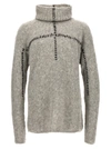 THOM KROM CONTRAST EMBROIDERY SWEATER SWEATER, CARDIGANS GRAY