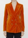 Etro Double-breasted Velvet Blazer In Orange