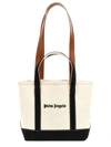 Palm Angels Logo Shopping Bag In White/black