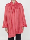 Balmain Monogram-jacquard Silk Shirt In Fuchsia