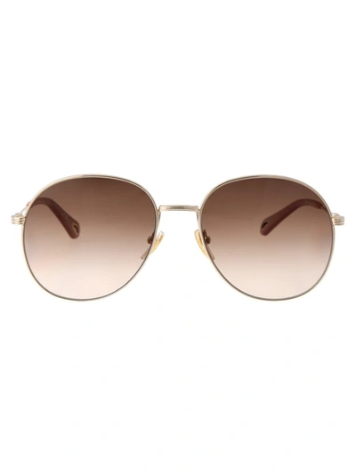Chloé Ch0178s Sunglasses In 002 Gold Gold Brown