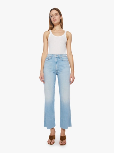 Mother The Maven Wide Hem Hover Unripped Jeans In Blue