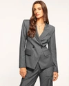 Ramy Brook Collins Metallic Stripe Double Breasted Blazer In Grey Pinstripe