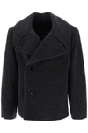 LEMAIRE DOUBLE BREASTED PEACOAT IN MELANGE WOOL