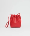 Mansur Gavriel Mini Leather Bucket Bag In Mela/black