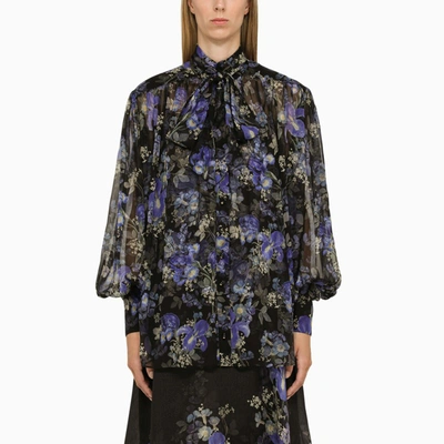 Zimmermann Blouse In Blue Silk In Blue Iris Black