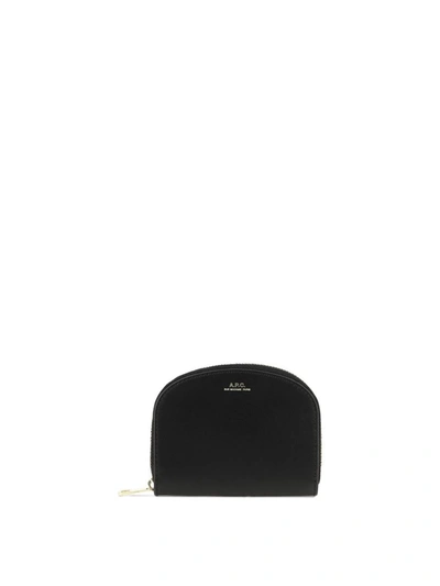 A.p.c. Demi Lune Compact Wallet In Black