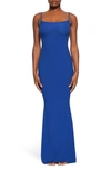 Skims Soft Lounge Rib Long Slip Dress In Cobalt