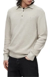 ALLSAINTS LONG SLEEVE COTTON & WOOL THERMAL POLO SWEATER