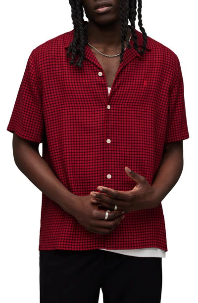 Allsaints Glendale Short Sleeve Shirt In Pyrope Red