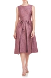 KAY UNGER NORMA PLEATED FLORAL EMBROIDERED COCKTAIL DRESS