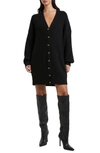 French Connection Babysoft Rib Button Front Long Sleeve Sweater Dress In Black